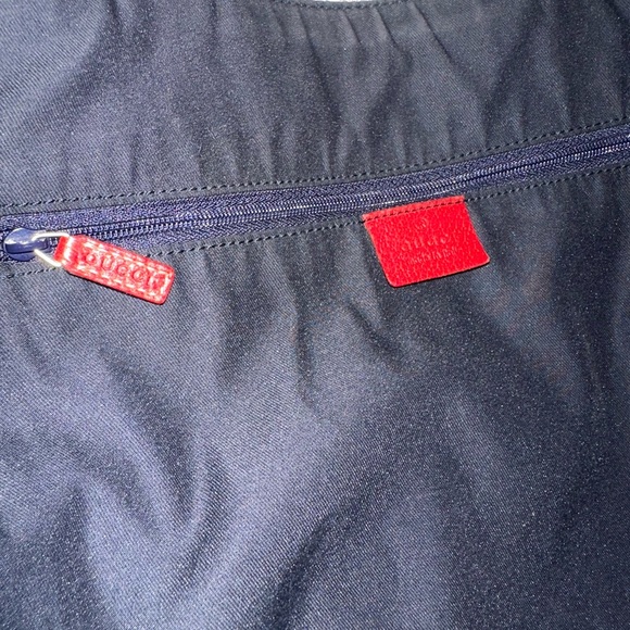 Vintage Gucci Large Abbey D Ring Tote - Red/Navy Blue - Picture 13 of 16